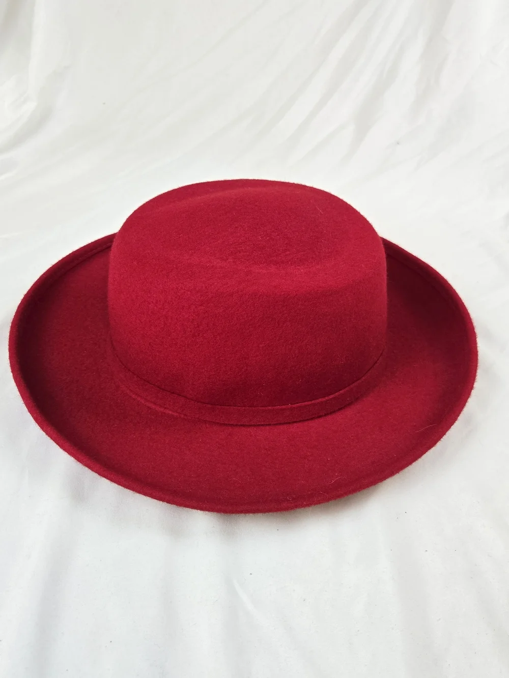 August Hat Company Red Wool Felt Fedora Wide Brim Hat 100% Wool Size 7 1/4